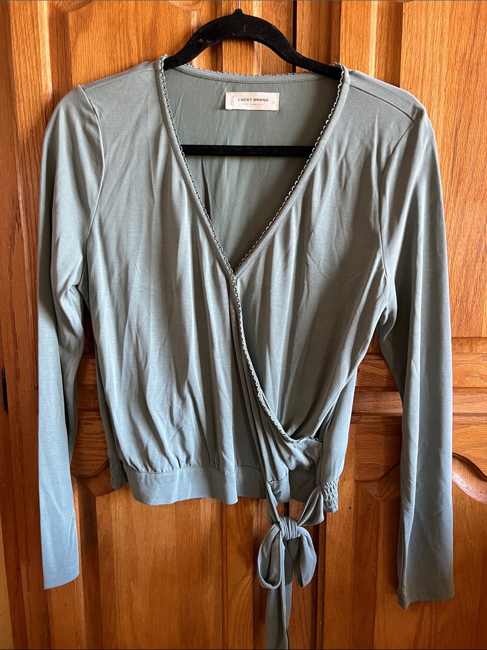 Lucky Brand Sage Green Wrap Tunic with Side Tie